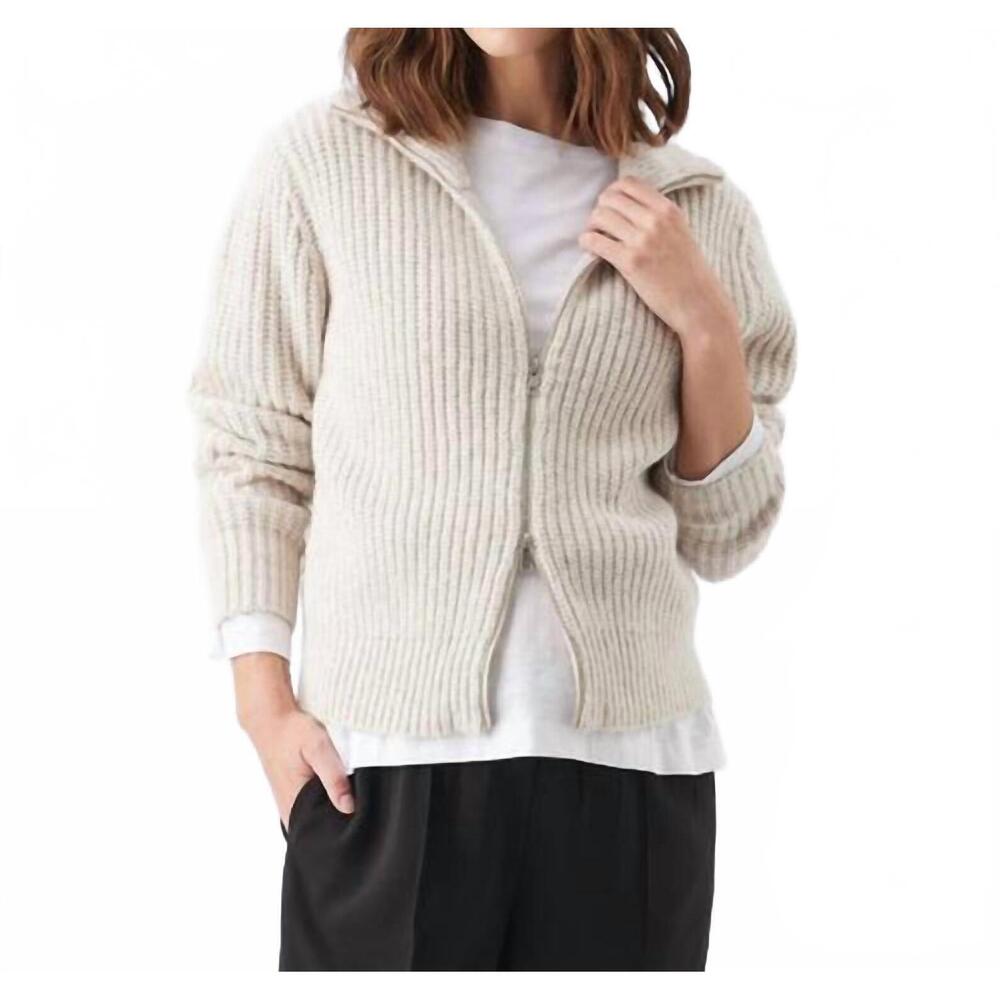 NEW RIPE layla zip through knit cardigan in oat marle